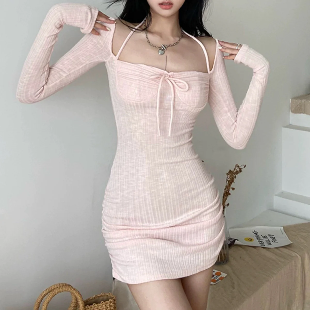 Chic pink dress HA2414 - Image 2