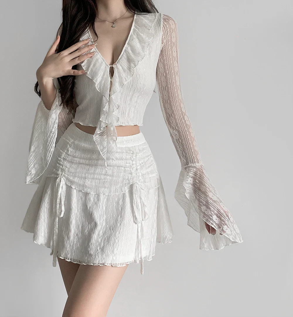 Chic white lace suit HA2453 - Image 5