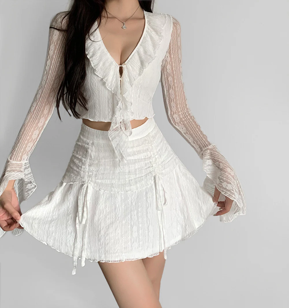 Chic white lace suit HA2453 - Image 6