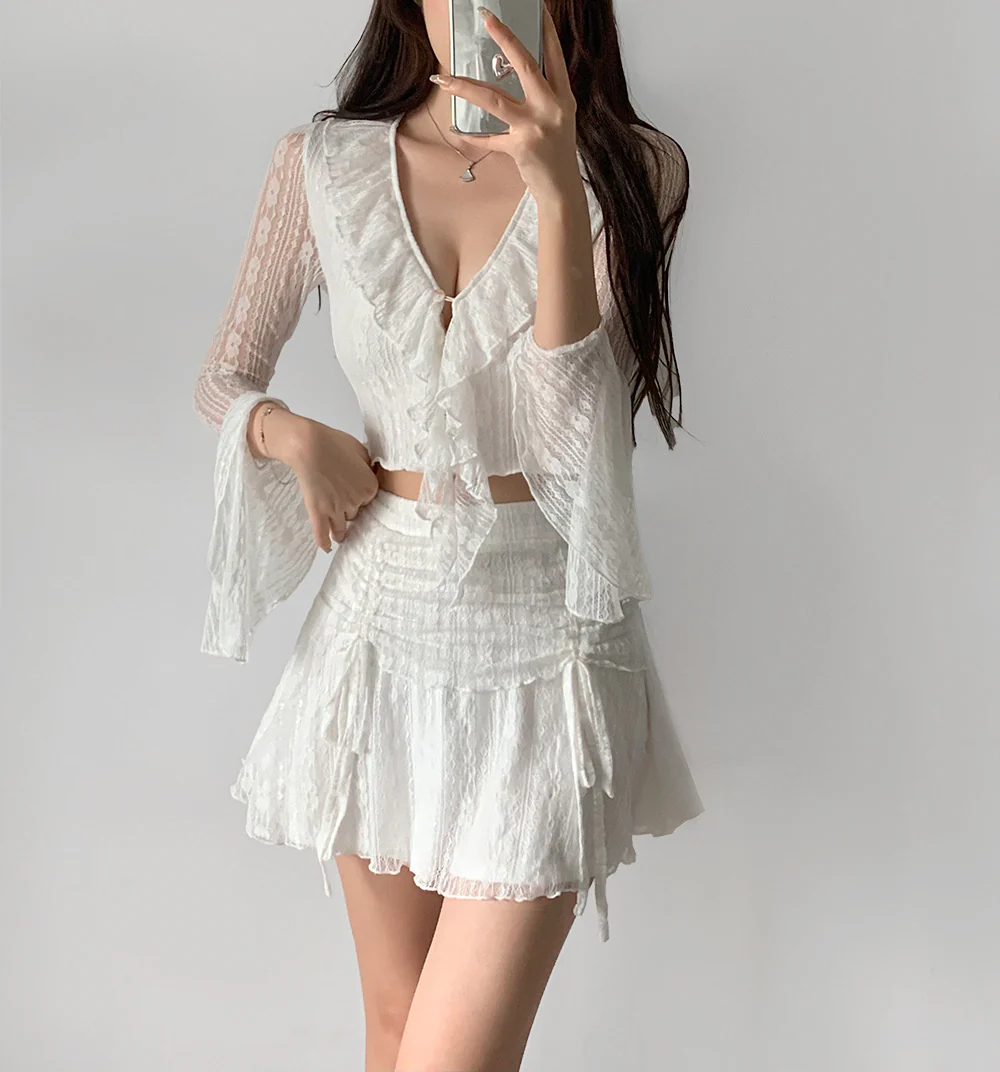 Chic white lace suit HA2453 - Image 7