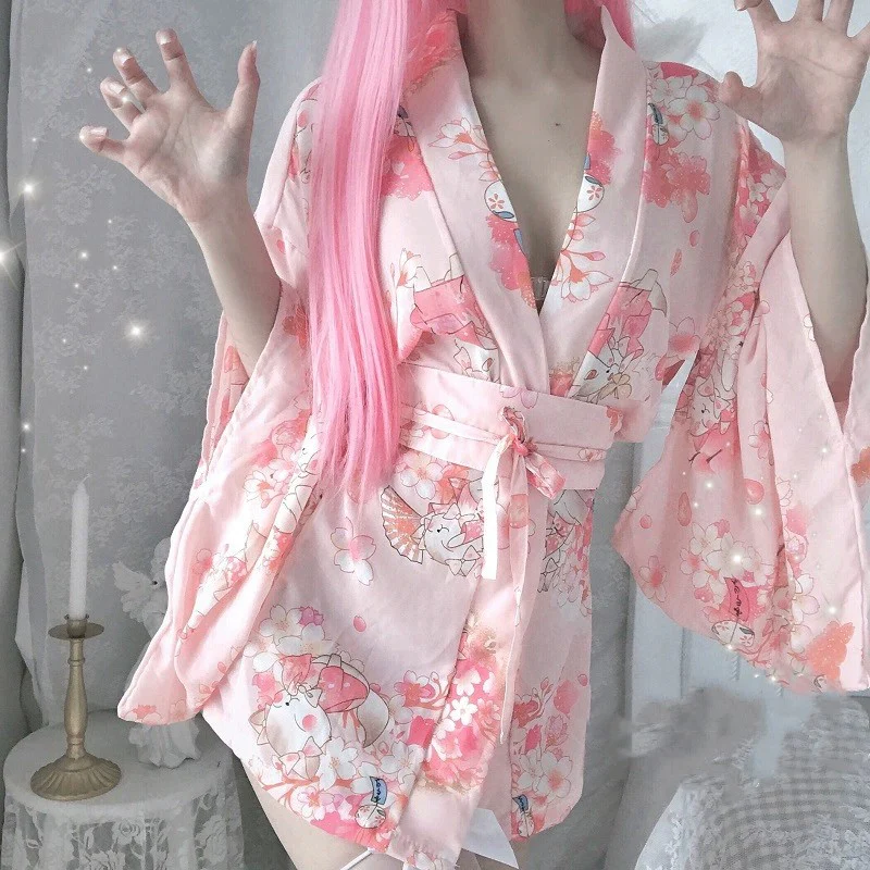 Chiffon printed kimono underwear nightdress   HA2113 - Image 3