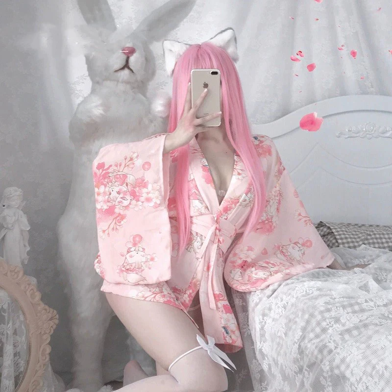 Chiffon printed kimono underwear nightdress   HA2113 - Image 4