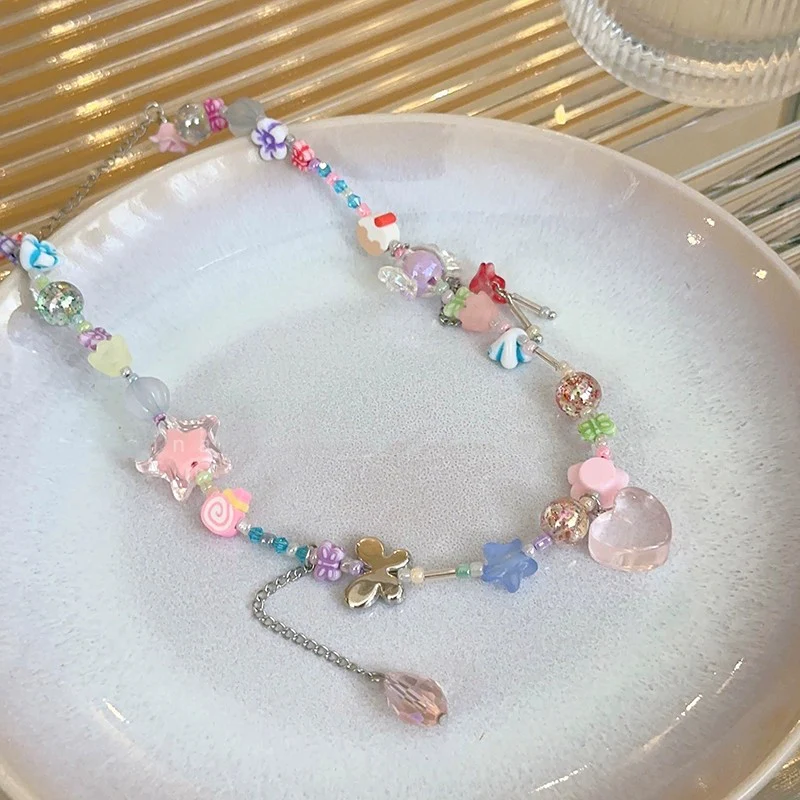 Colorful Beaded Heart Candy Necklace HA2072 - Image 4