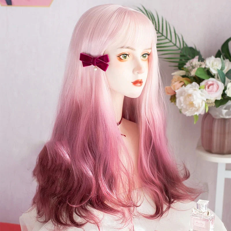 Coral peach pink purple wig  HA0064 - Image 3