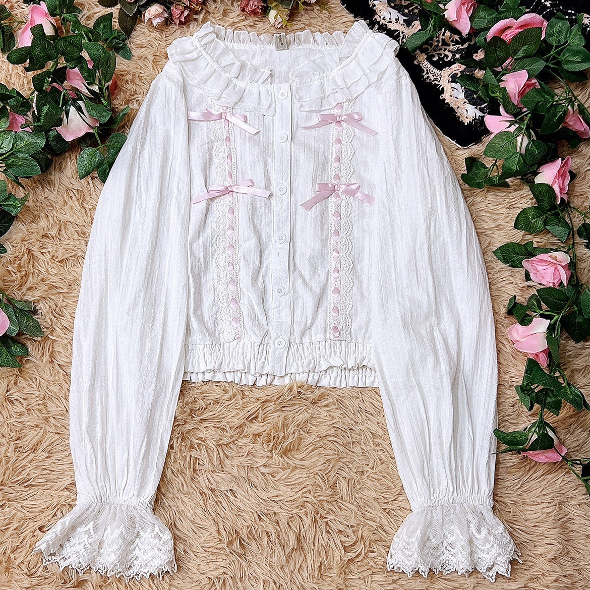 Cotton delicate ruffled lolita top HA0772