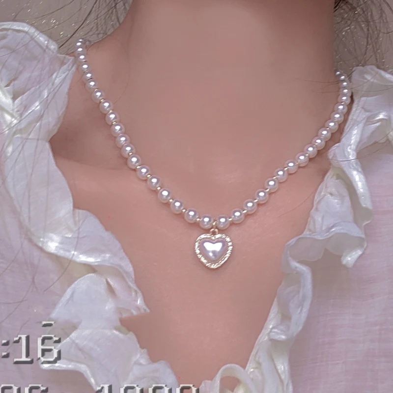 Cream Sweetheart Peach Heart Love Necklace  HA0668 - Image 3
