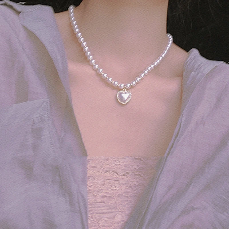 Cream Sweetheart Peach Heart Love Necklace  HA0668 - Image 5