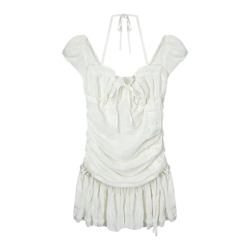 Creamy Apricot Halter Square Neck Dress   HA2055 - Image 6
