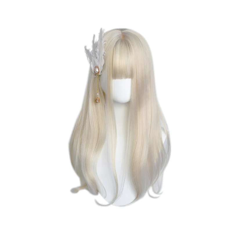 Creamy Off-White Long Curly Hair HA0583 - Image 7