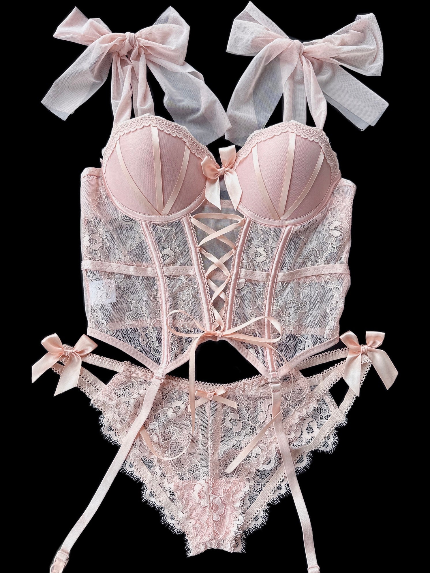 Cross tie bow corset underwear set   HA1817 - Image 2