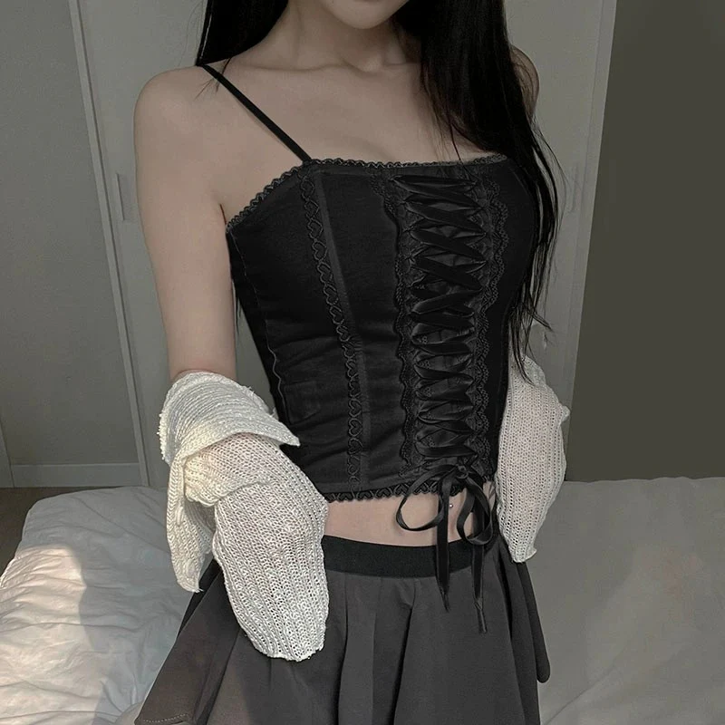 Cross tie heart lace top   HA2100 - Image 3