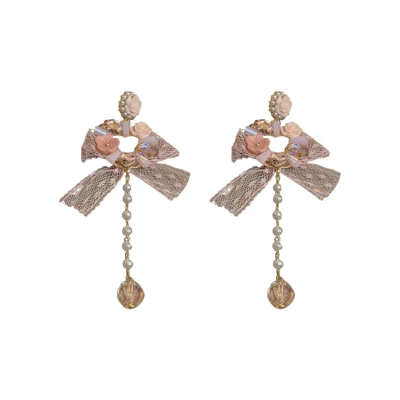 Crystal Flower Bow Earrings   HA1998 - Image 4