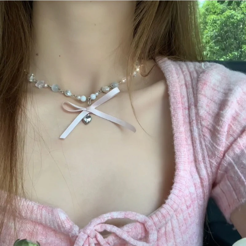 Crystal Star Pearl Necklace HA1821 - Image 2