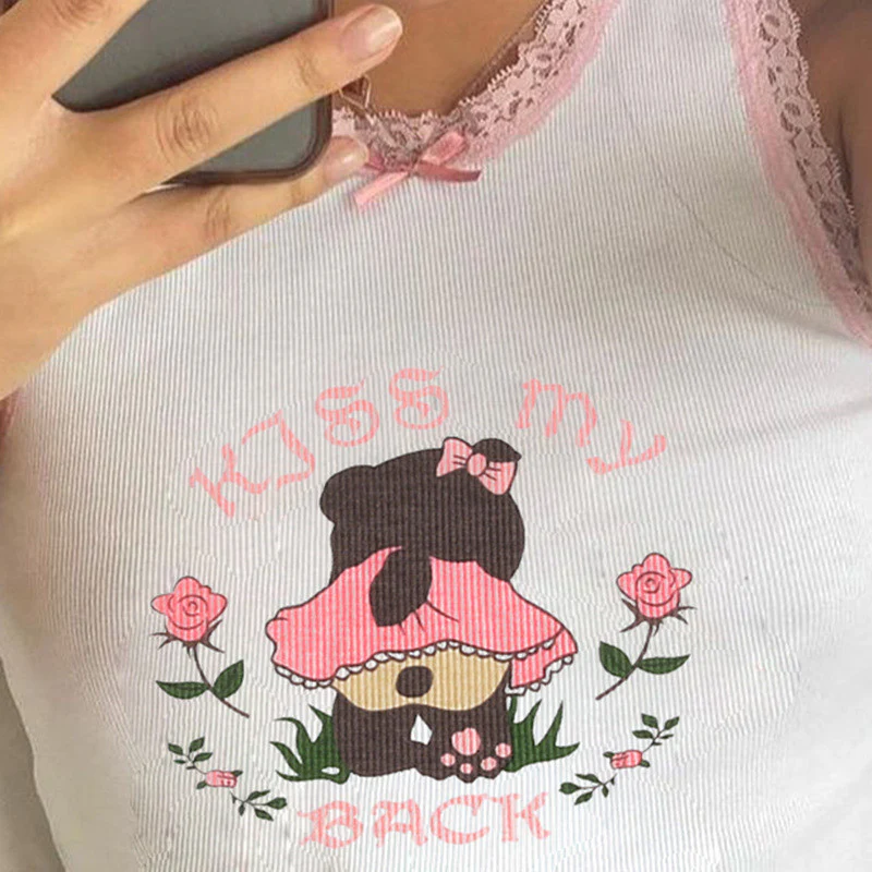 Cute bear print bow vest    HA0678 - Image 2