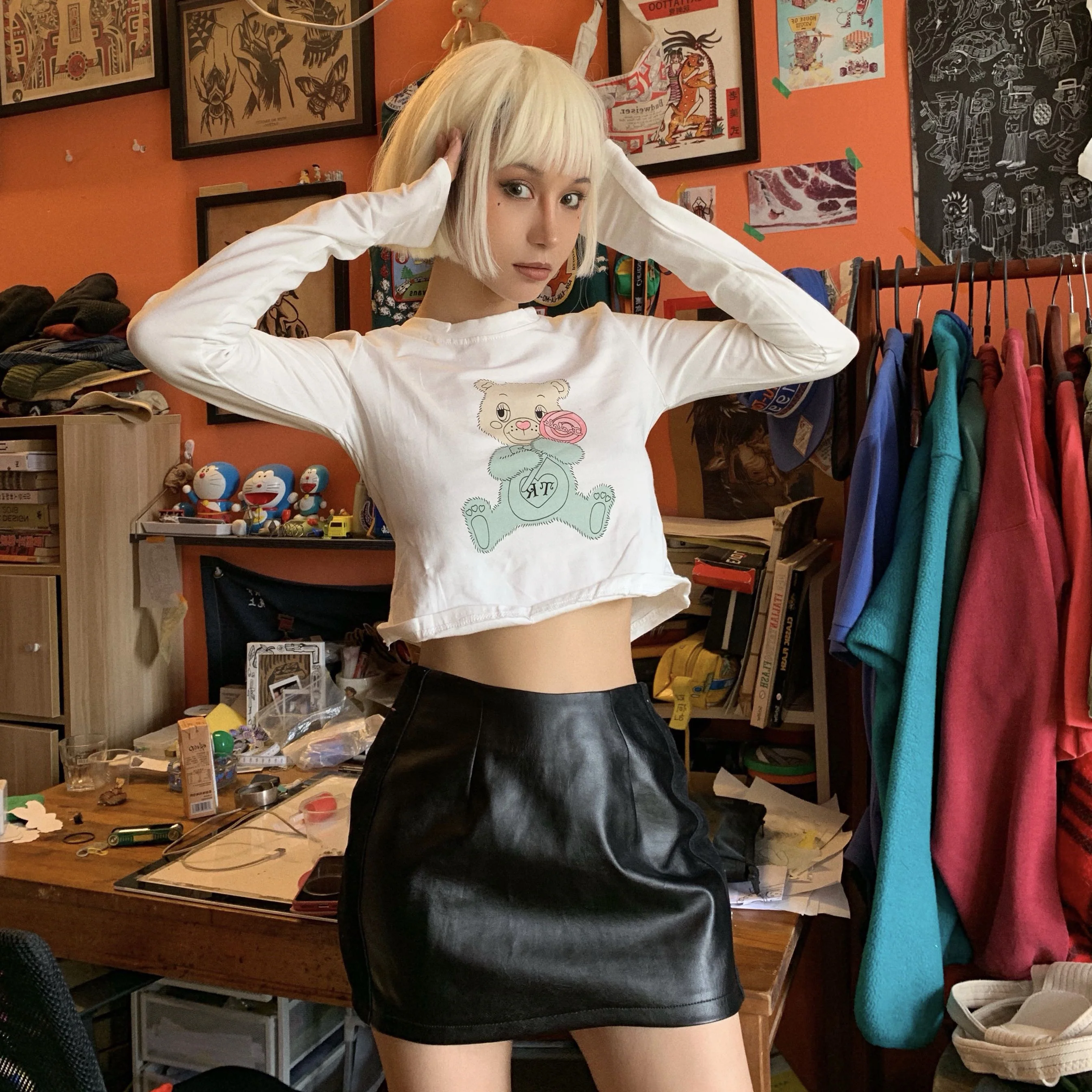 Cute bear print high waist t-shirt   HA0702 - Image 3