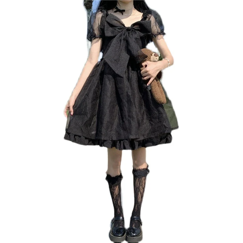 Cute Bow Puff Sleeve Fairy Dress    HA0353 - Image 5