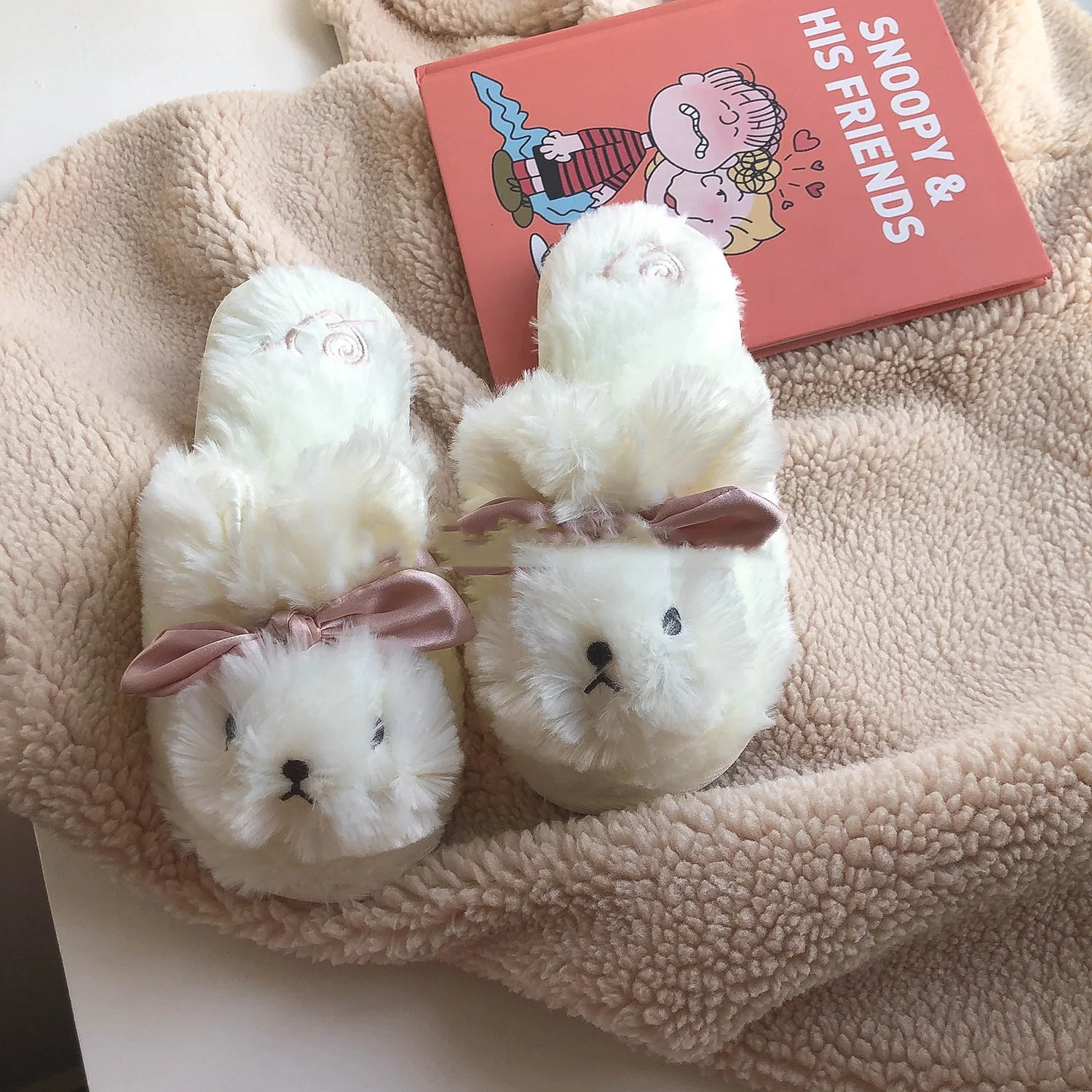 Cute bunny fur slippers   HA1291 - Image 4