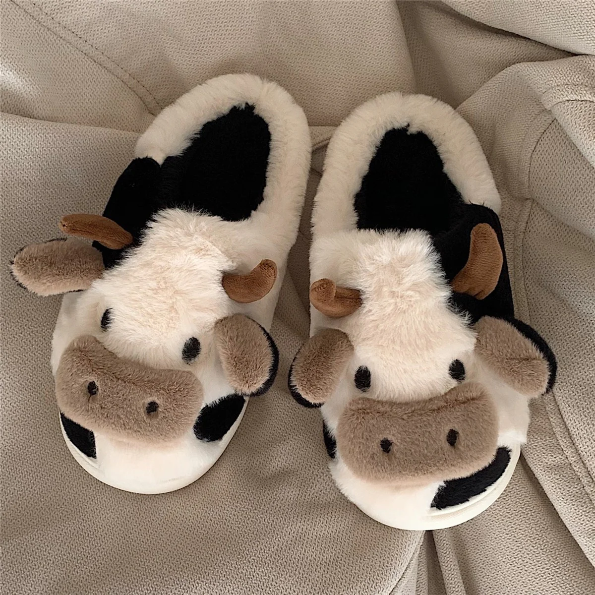 Cute cartoon cow cotton slippers   HA1345 - Image 3