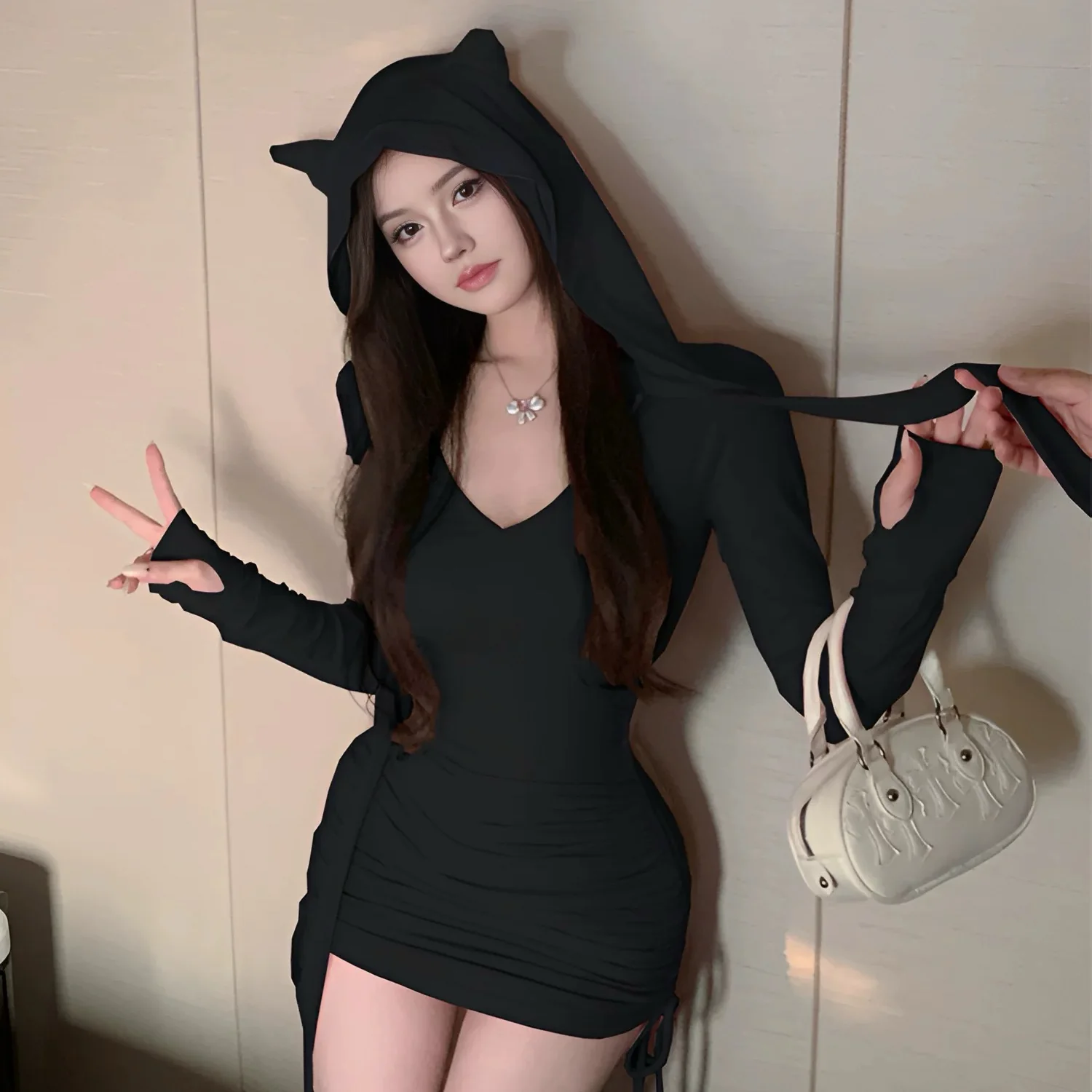 Cute cat ear hooded dress HA2628 - Image 3