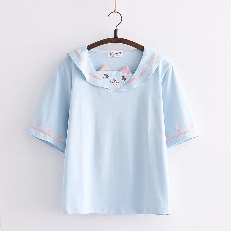 Cute cat ears short-sleeved T-shirt   HA1492 - Image 3