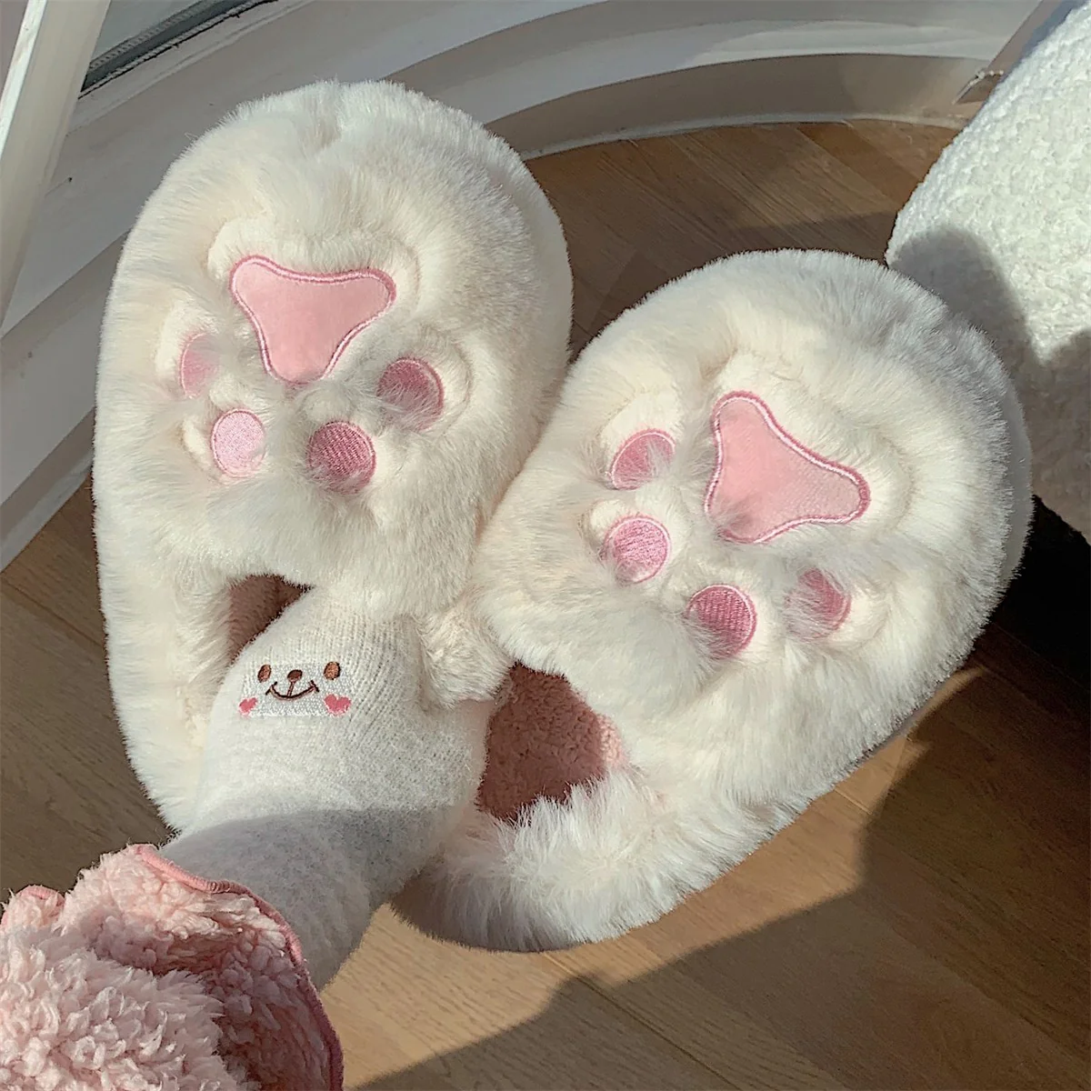 Cute Cat Paw Cotton Slippers HA1340