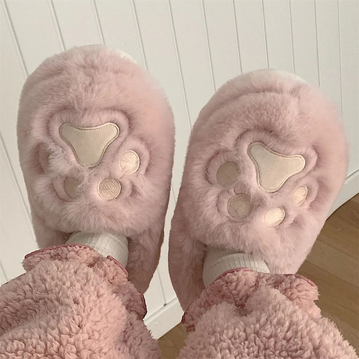 Cute Cat Paw Cotton Slippers HA1340 - Image 2
