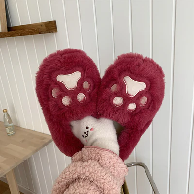 Cute Cat Paw Cotton Slippers HA1340 - Image 5