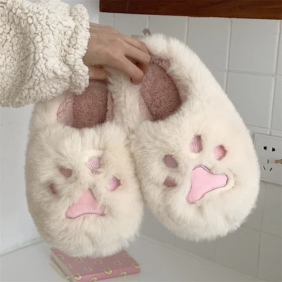 Cute Cat Paw Cotton Slippers HA1340 - Image 6
