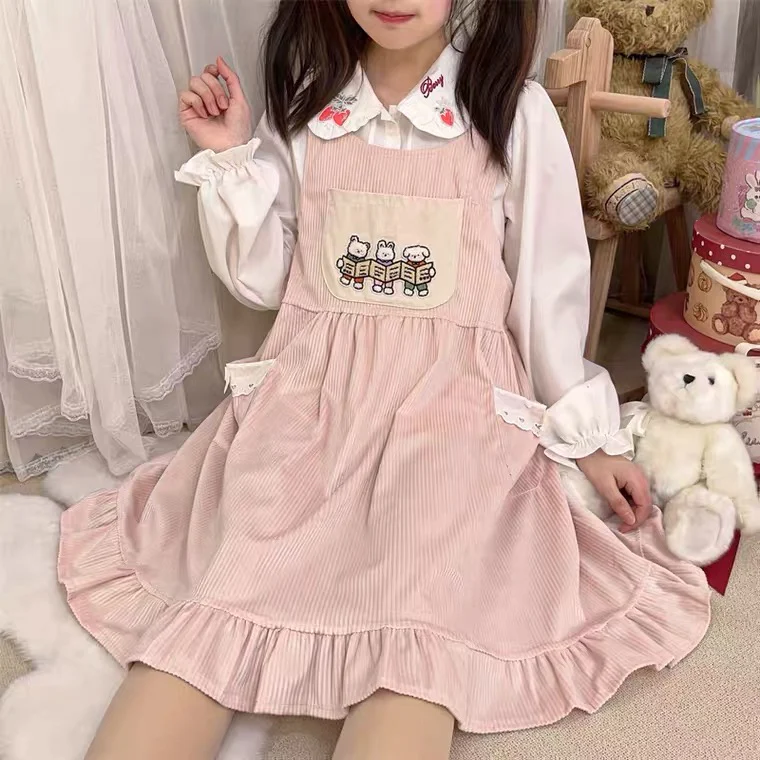 Cute corduroy suspender dress   HA0588 - Image 2