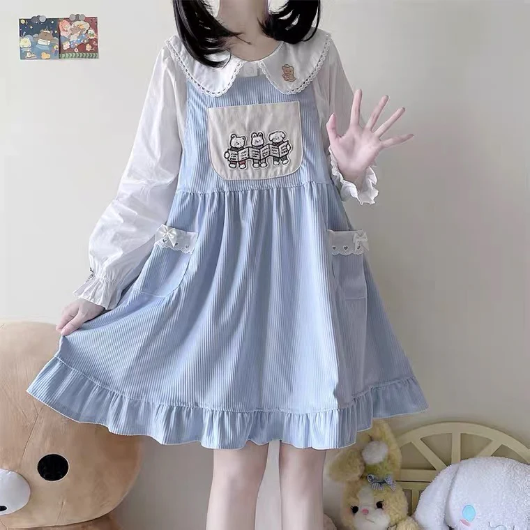 Cute corduroy suspender dress   HA0588 - Image 3