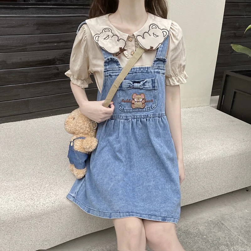 Cute denim slimming strap dress   HA2035 - Image 2