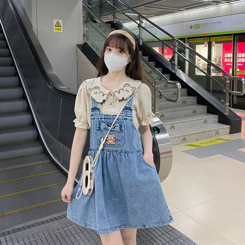 Cute denim slimming strap dress   HA2035 - Image 5