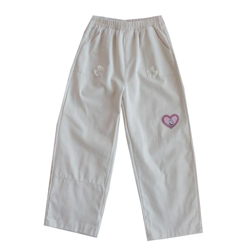 Cute embroidered cotton slacks    HA0391 - Image 5