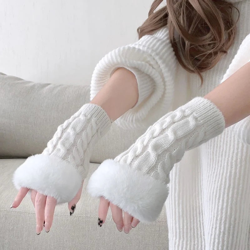 Cute Fingerless Knit Gloves HA1433 - Image 4