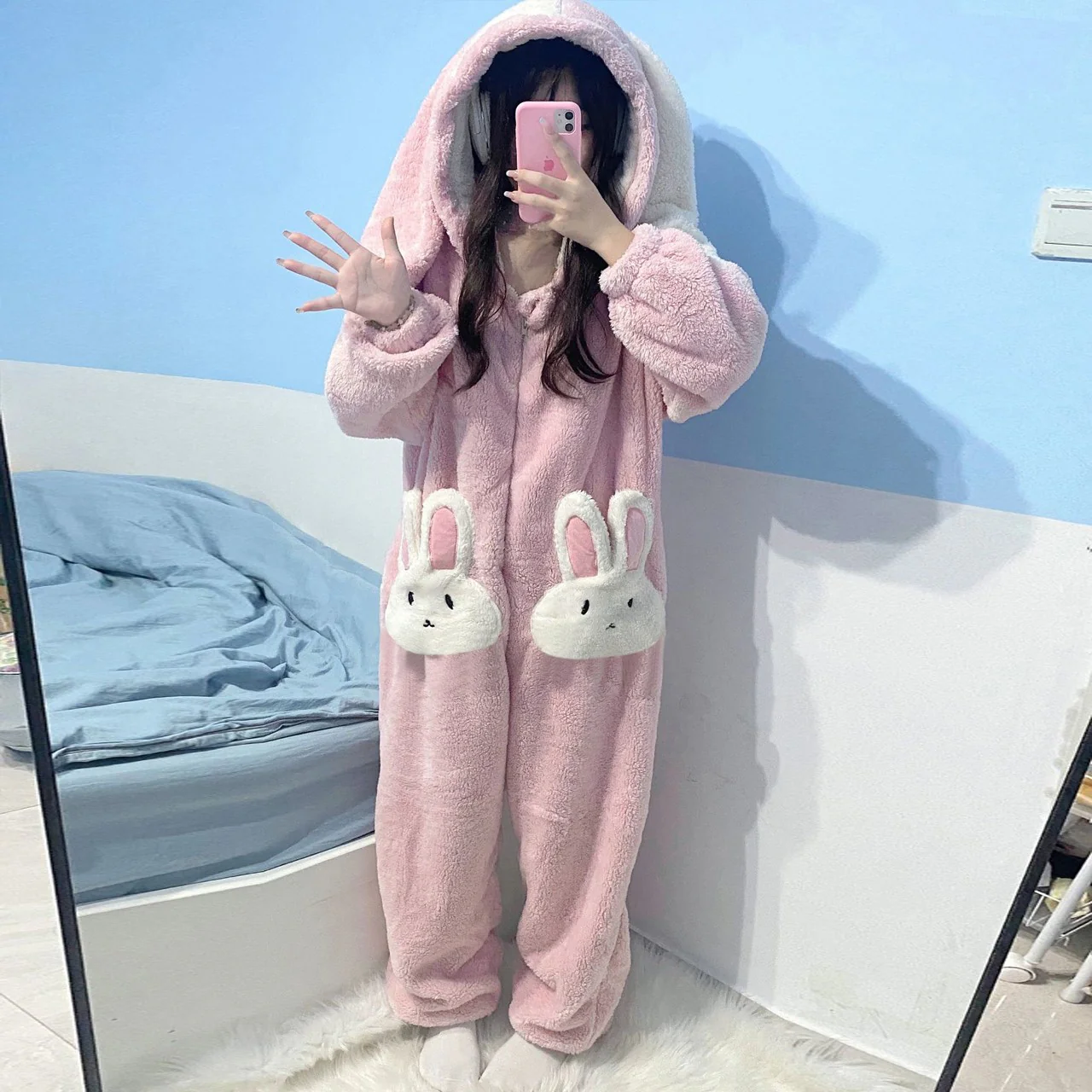 Cute Girl Rabbit One-Piece Pajamas HA1464 - Image 3