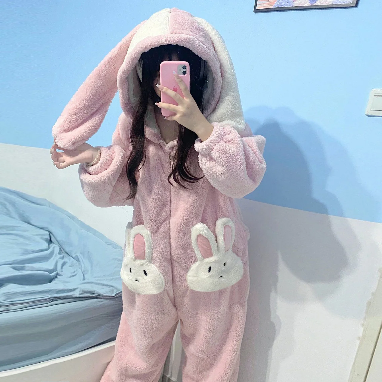 Cute Girl Rabbit One-Piece Pajamas HA1464 - Image 4
