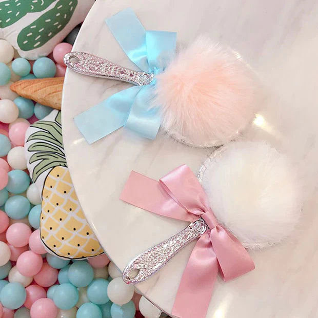 Cute plush bow holding makeup mirror HA0861 - Image 4