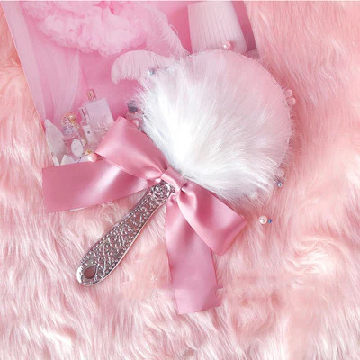 Cute plush bow holding makeup mirror HA0861 - Image 5
