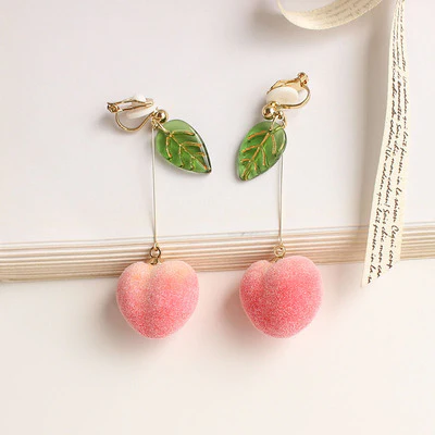 Cute girly peach earrings   HA0525 - Image 11