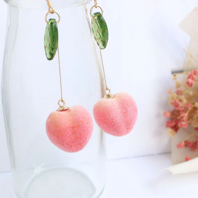 Cute girly peach earrings   HA0525 - Image 3