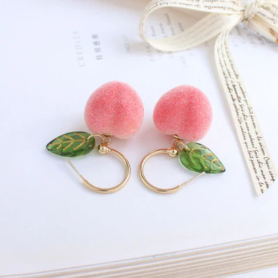 Cute girly peach earrings   HA0525 - Image 4