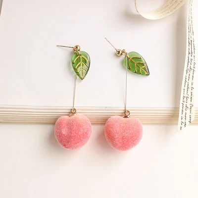 Cute girly peach earrings   HA0525 - Image 6