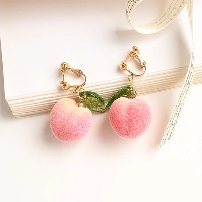Cute girly peach earrings   HA0525 - Image 7