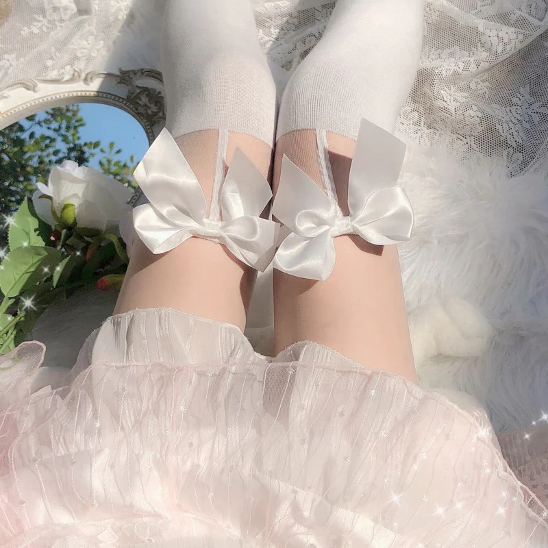 Cute knee socks white stockings HA1430