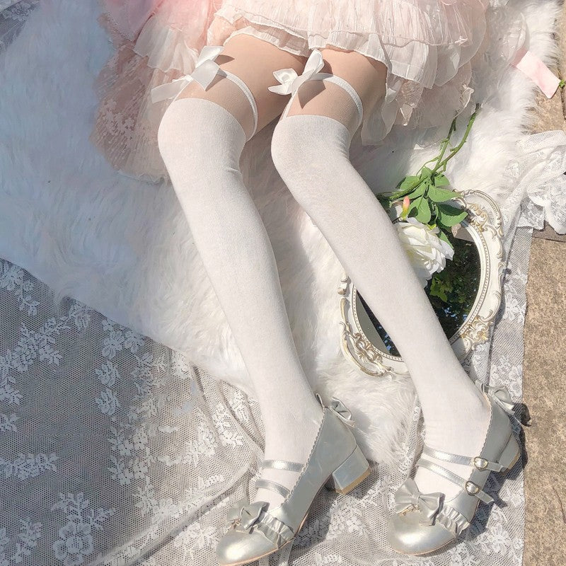 Cute knee socks white stockings HA1430 - Image 4