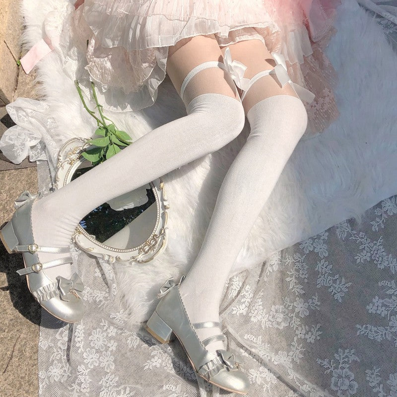 Cute knee socks white stockings HA1430 - Image 5
