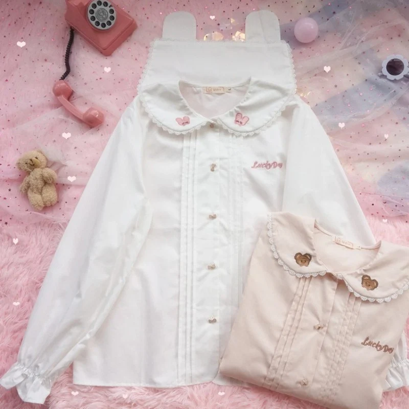 Cute Lace Doll Collar Long Sleeve Shirt   HA1273 - Image 2