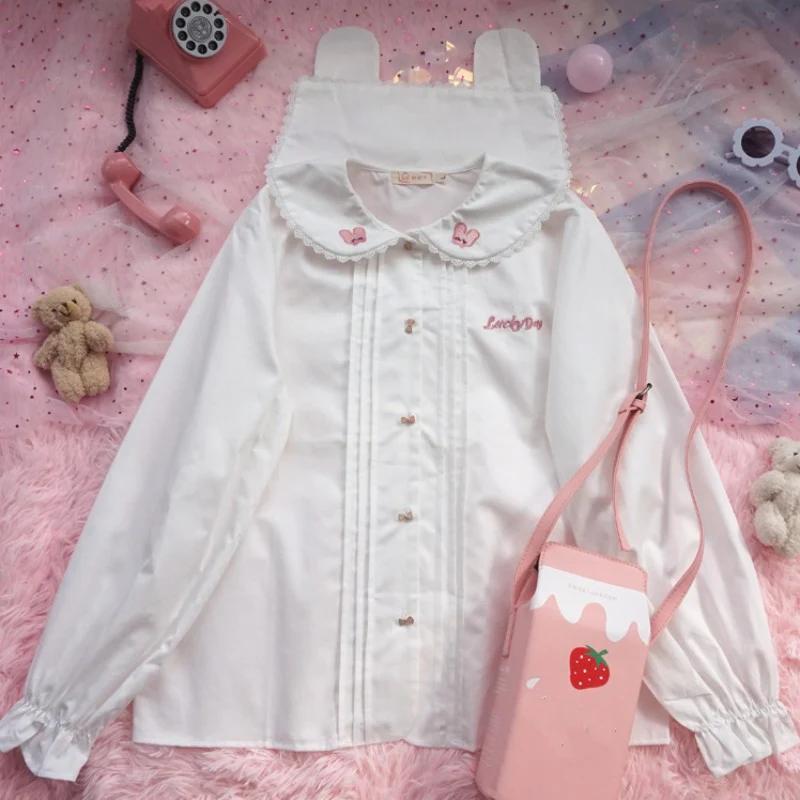 Cute Lace Doll Collar Long Sleeve Shirt   HA1273 - Image 3