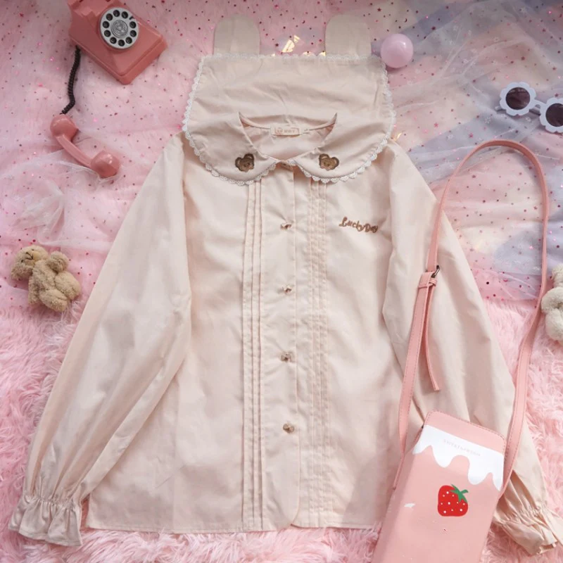 Cute Lace Doll Collar Long Sleeve Shirt   HA1273 - Image 4