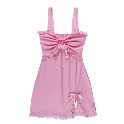 Cute lace-up slit suspender dress  HA0516 - Image 4